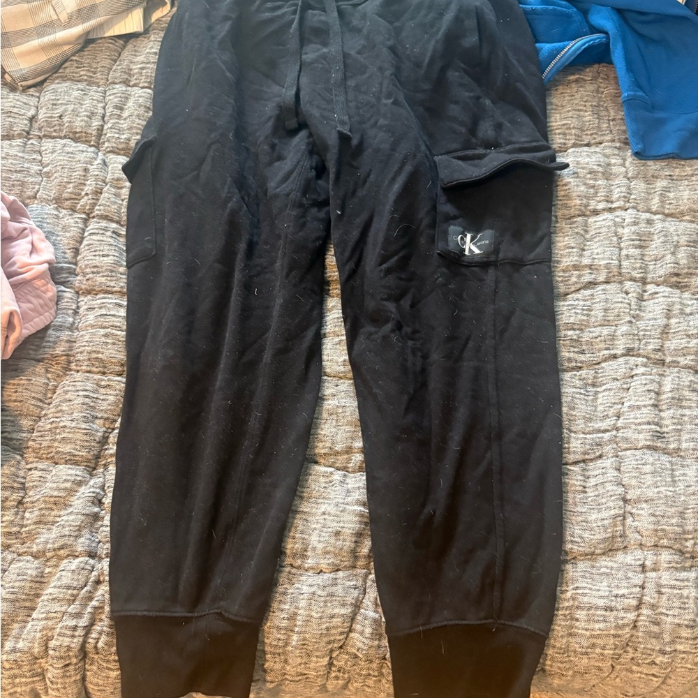 Calvin Klein Black Cargo Pocket Jogger Sweatpants